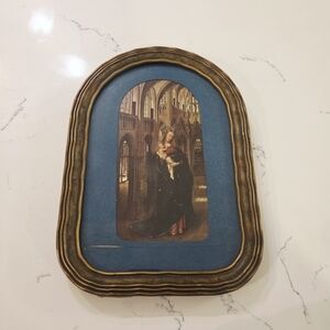 Madonna In A Church Print Jan Van Eyck Arched Gilt Wood Frame Religious Antique